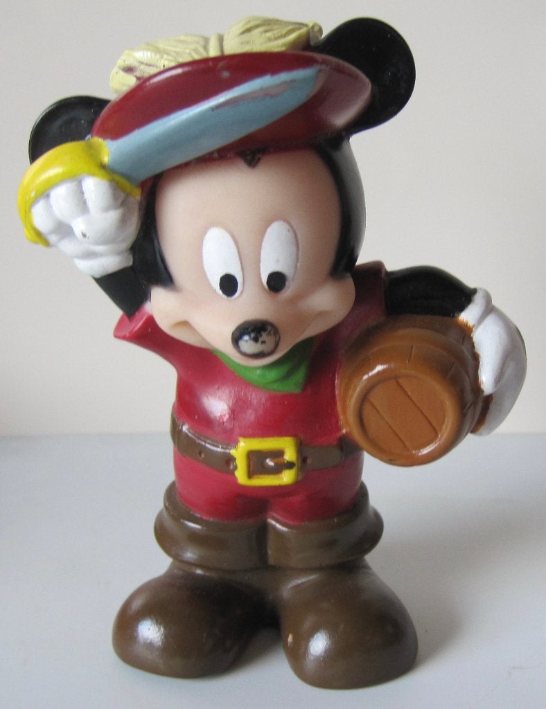 Mickey Mouse als piraat - rubber - hoogte 11 centimeter, Verzamelen, Ophalen of Verzenden, Zo goed als nieuw