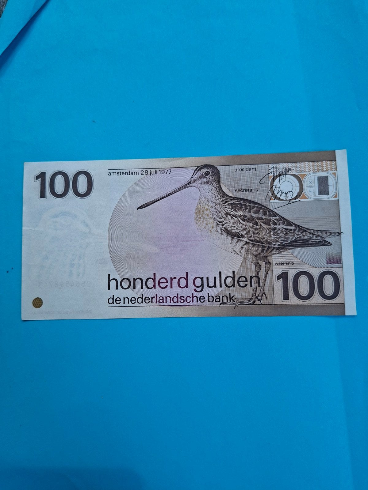 100 gulden Snip uit 1977 in UNC
Serie nummer 9864598743
NVMH, Postzegels en Munten, Bankbiljetten | Nederland, Ophalen of Verzenden