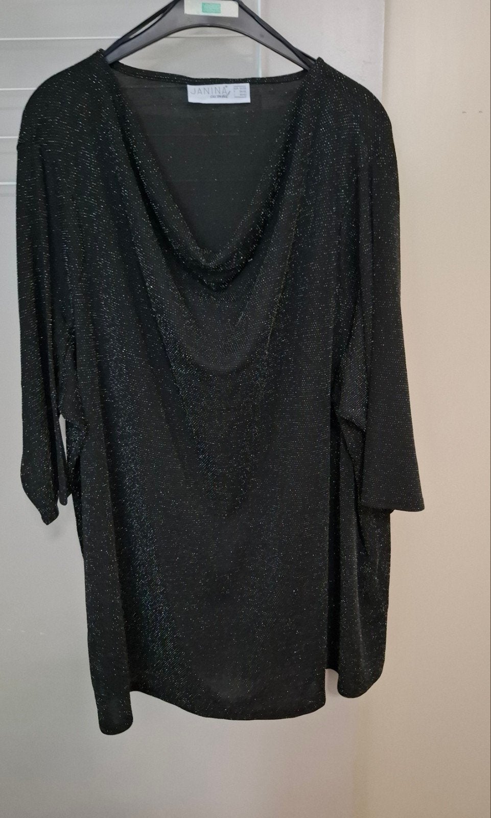 Nieuw glinster shirt met waterval hals Maat 56/58, Zwart, Nieuw, Janina, Shirt of Top