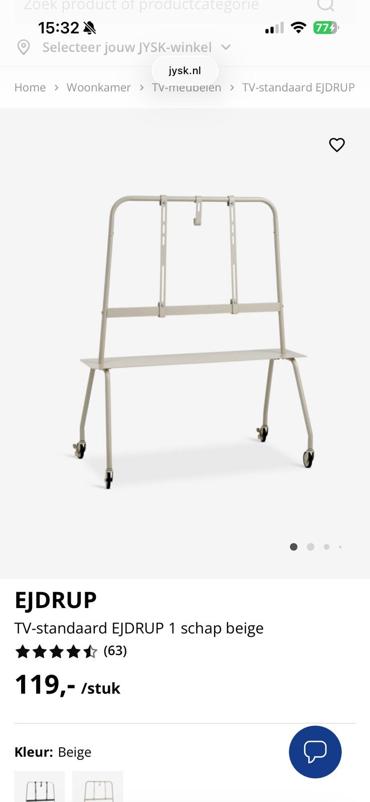 TV-meubel Jysk EJDRUP, Ophalen, 100 tot 150 cm, 50 tot 100 cm, Zo goed als nieuw