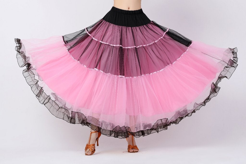 Roze zwarte flamenco rok dans kleding ballroom waltz dames, Verzenden, Nieuw, Kleding