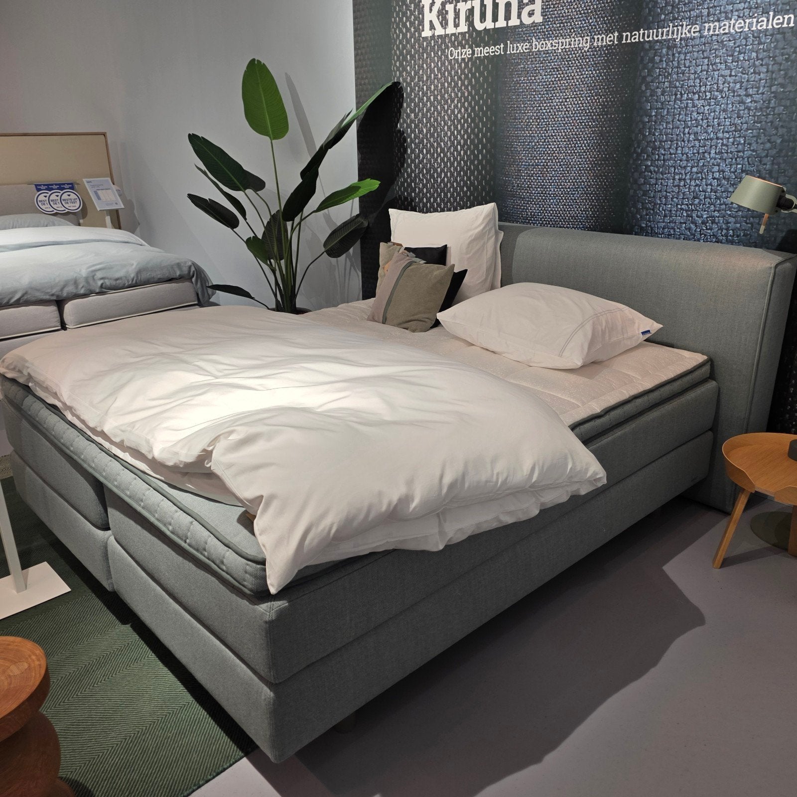 Showroom Boxspring Auping Kiruna 180x210 + Pura Topper, 210 cm, Tweepersoons, Ophalen of Verzenden, Zo goed als nieuw