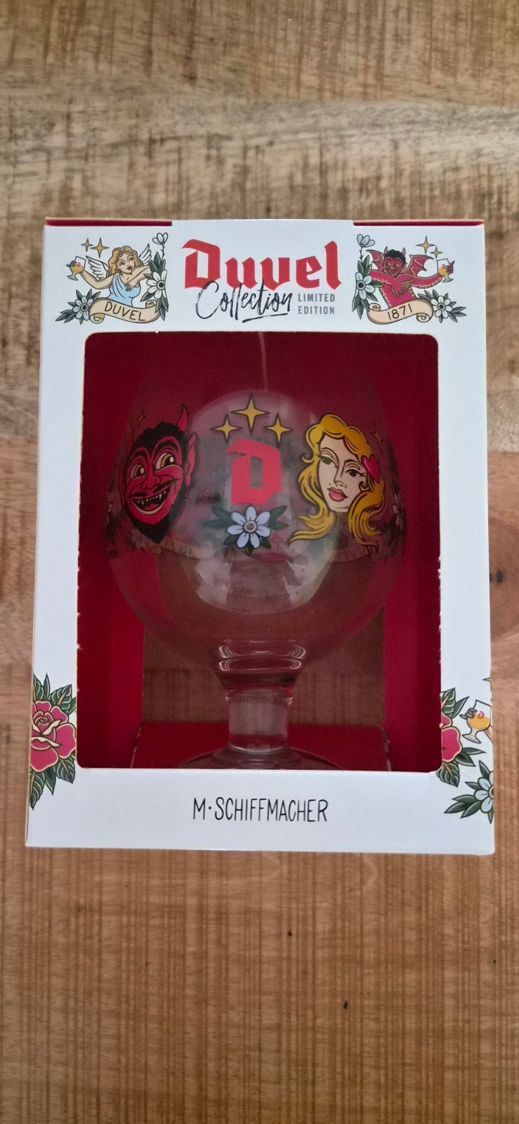 Duvel Collection Limited Edition M. Schiffmacher bierglas, Nieuw, Ophalen of Verzenden, Meerkleurig, Overige merken