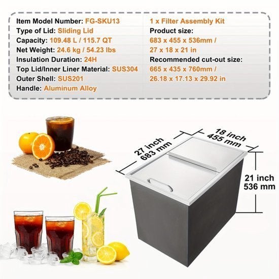 RVS Inbouw Koelbox – IJsbox – Koelbak – Drinkenkoeler, Corvance B.V., Verzenden, Nieuw, Corvancebol@gmail.com