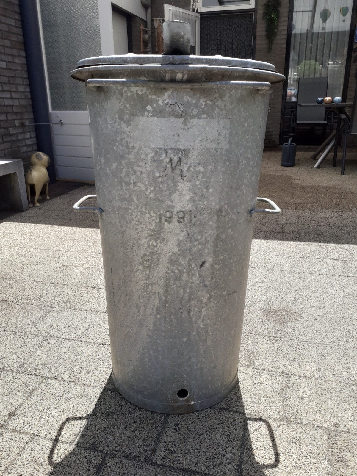 Grote zinken vuilnisemmer vuilnisbak afvalemmer afvalbak ton, Huis en Inrichting, Woonaccessoires | Prullenbakken, 40 liter of meer