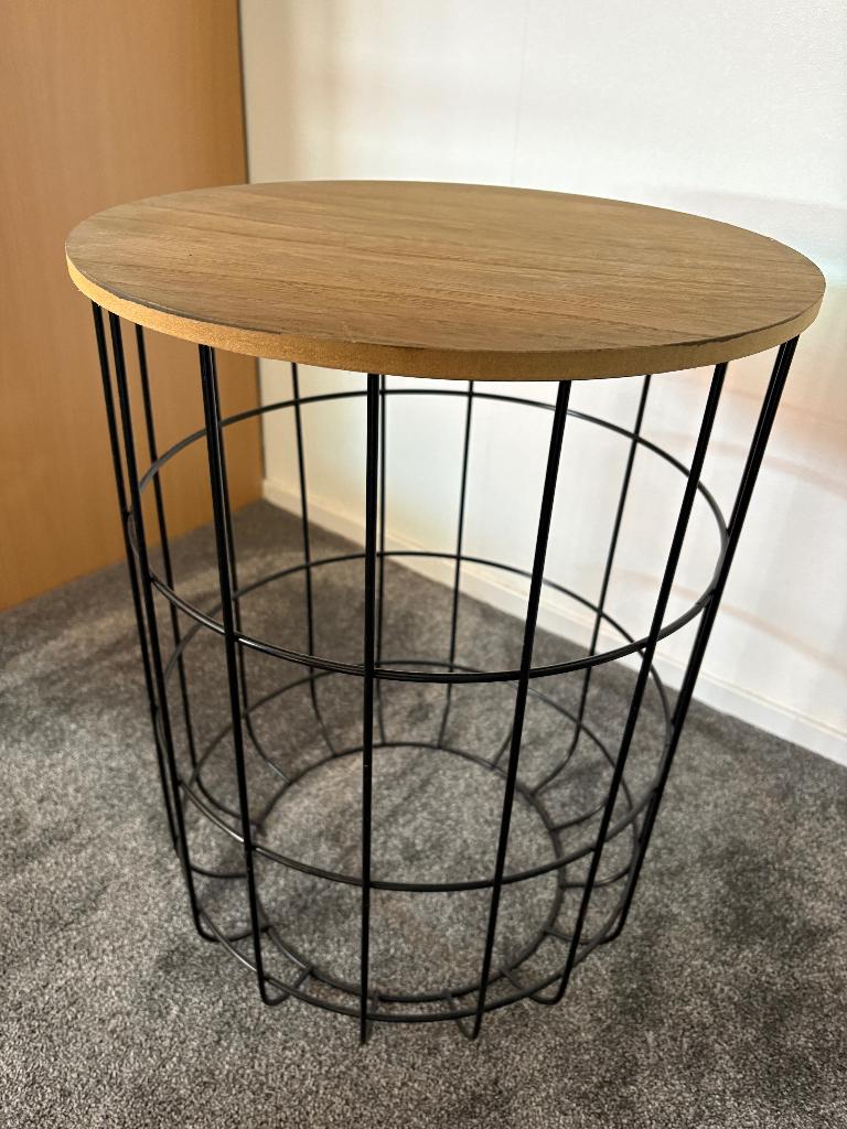 Bijzettafel, Huis en Inrichting, Tafels | Bijzettafels, Overige materialen, Minder dan 55 cm, Rond, Zo goed als nieuw