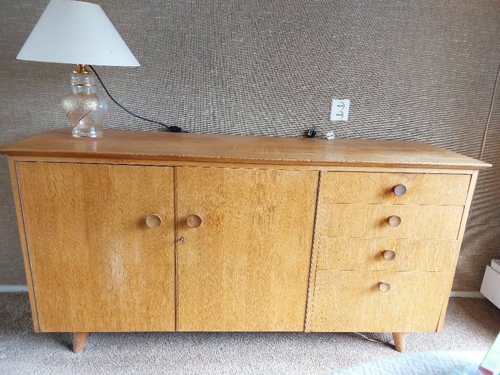 Vintage dressoir hout Jaren 50/60 Mid Century Modern Stijl, Antiek en Kunst, Ophalen