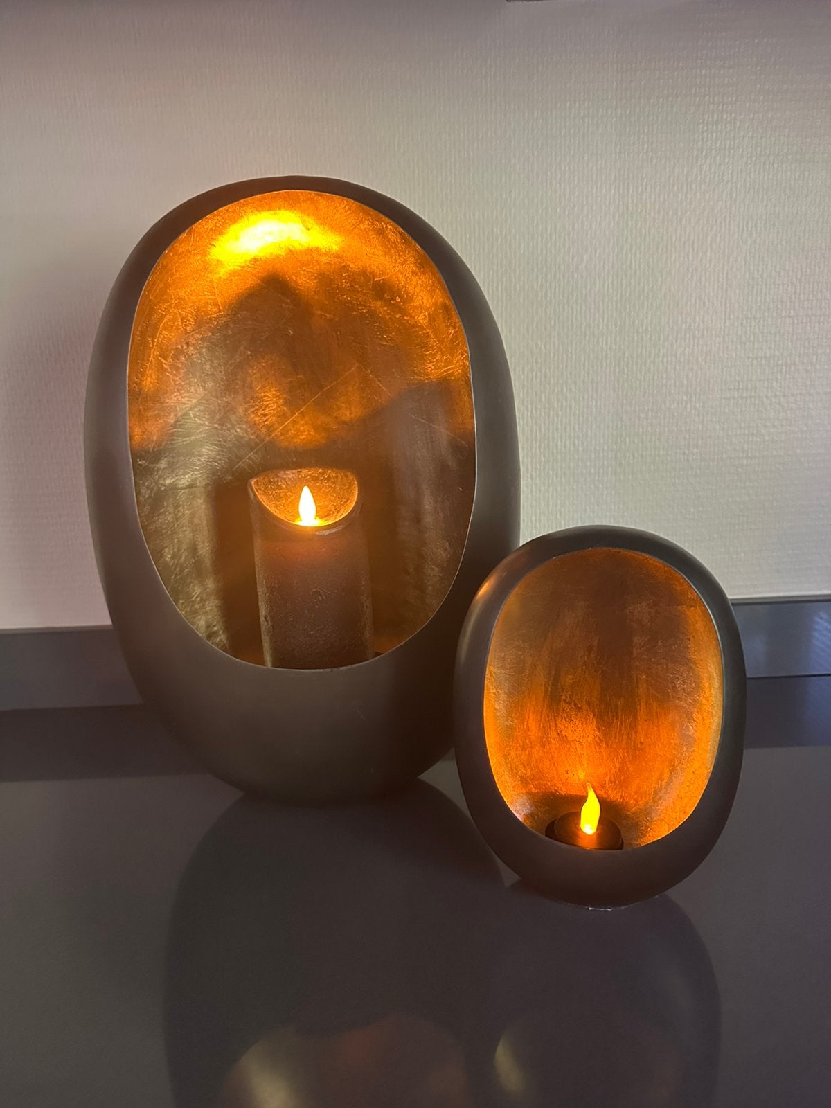 2 prachtige windlichten Xl en kleinere inclusief kaarsen, Ophalen of Verzenden, Zo goed als nieuw