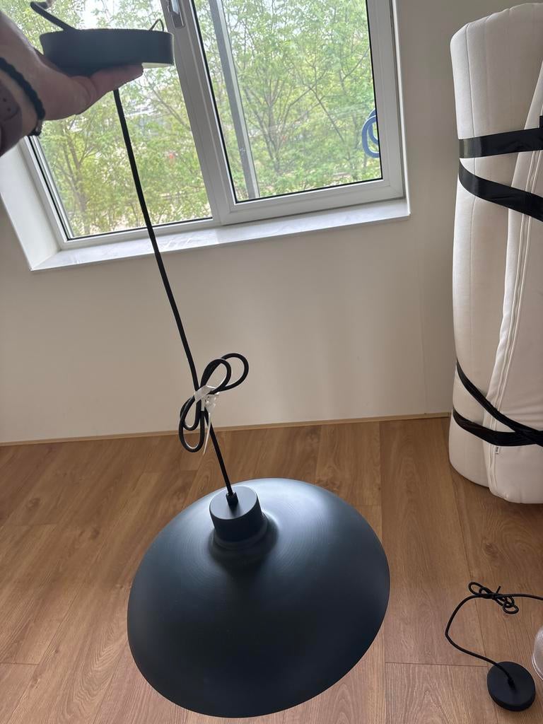 Blauwe hanglamp -40 cm diameter Modern design, Ophalen, Zo goed als nieuw, Metaal, 75 cm of meer