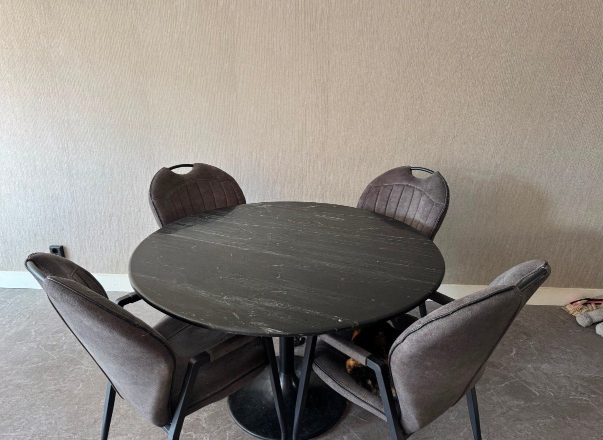 Ronde Marmeren Eettafel voor 4 Personen, Ophalen, Overige materialen, Gebruikt, Rond