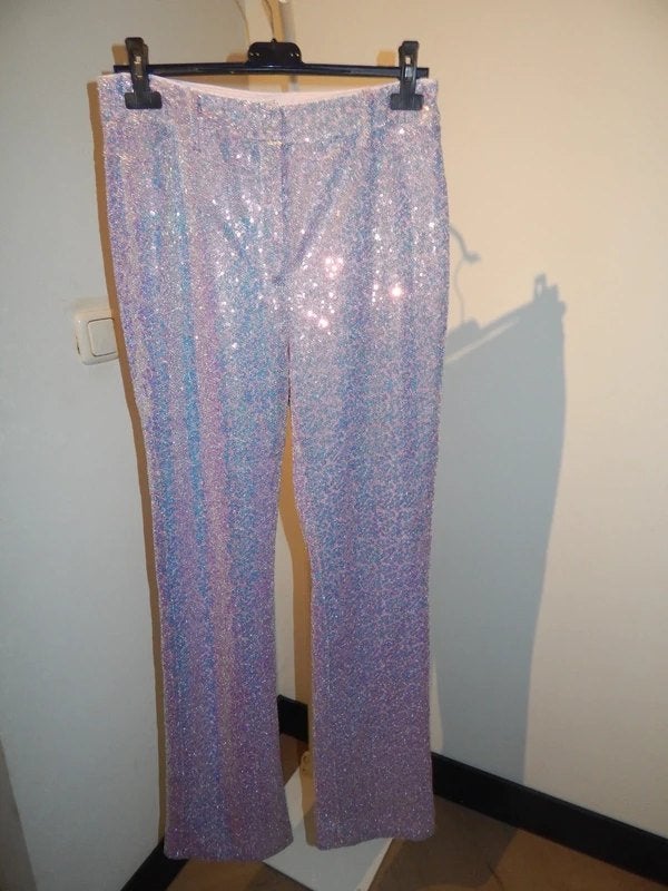 Rotate geweldige broek lovertjes met kleuren Als Nieuw M, Maat 38/40 (M), Verzenden, Paars, Nieuw