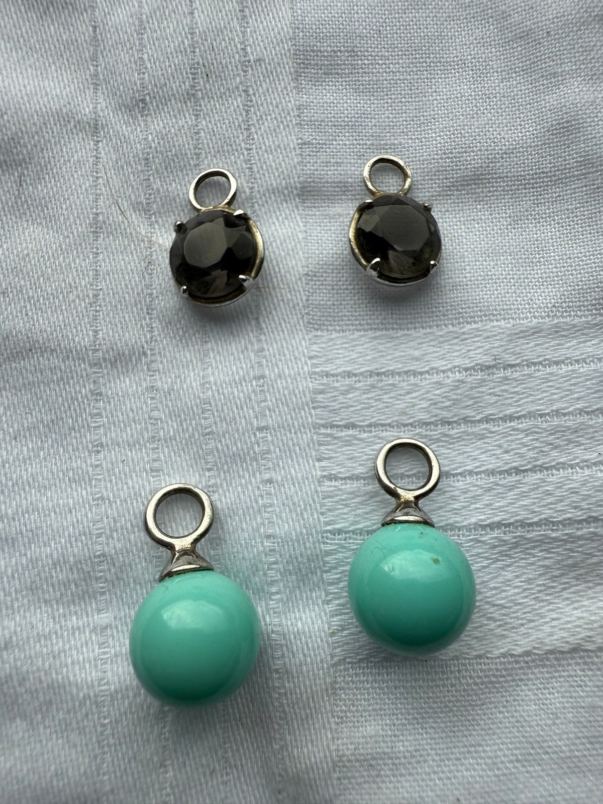 Vintage Zilveren Hangers voor Oorbellen - 4 Stuks, Sieraden, Tassen en Uiterlijk, Bedels, Overige merken, Gebruikt, Ophalen of Verzenden