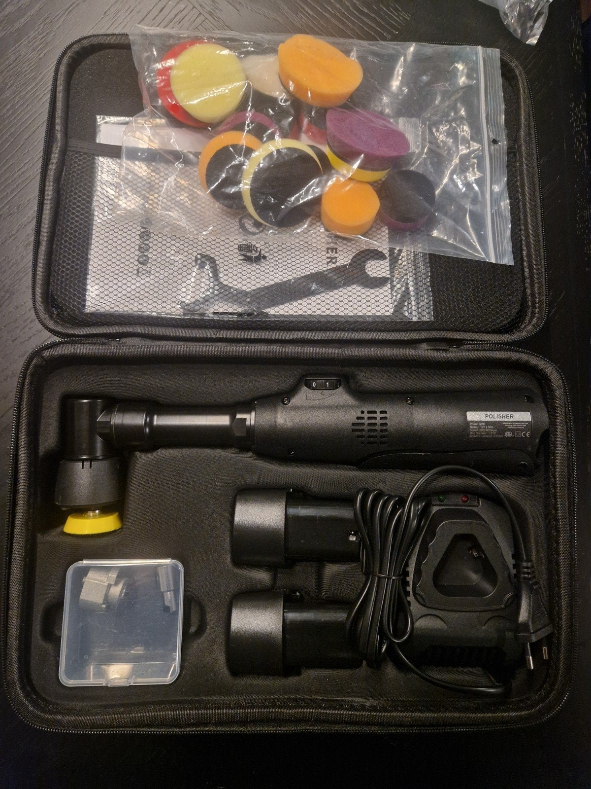 Nieuwe exentrische mini polijstmachine met 2 accu's 12v, Auto diversen, Ophalen of Verzenden