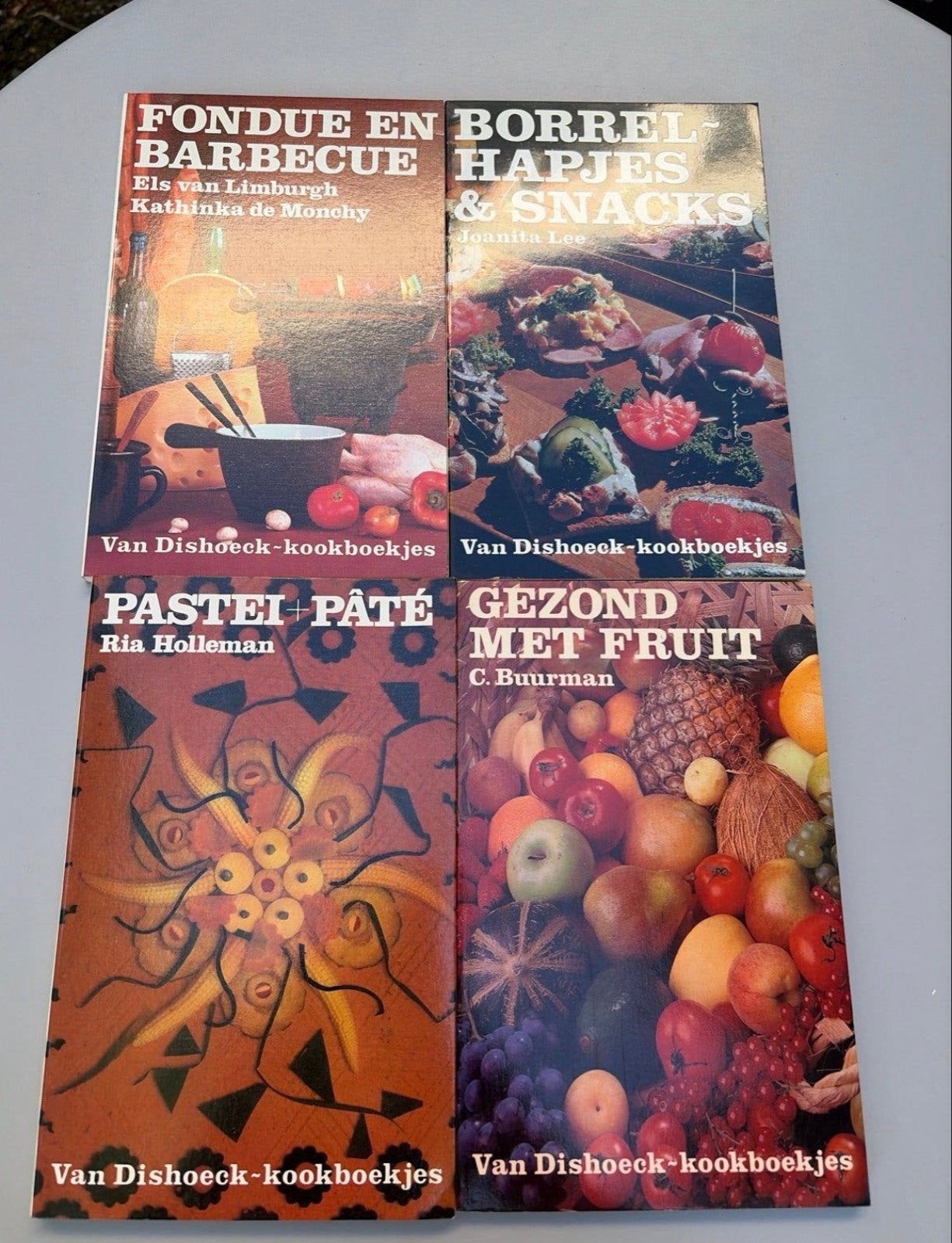 Set van 4 Van Dishoeck Kookboekjes: Fondue, Snacks, Pastei,, Gelezen, Tapas, Hapjes en Dim Sum, Ophalen of Verzenden, Gezond koken