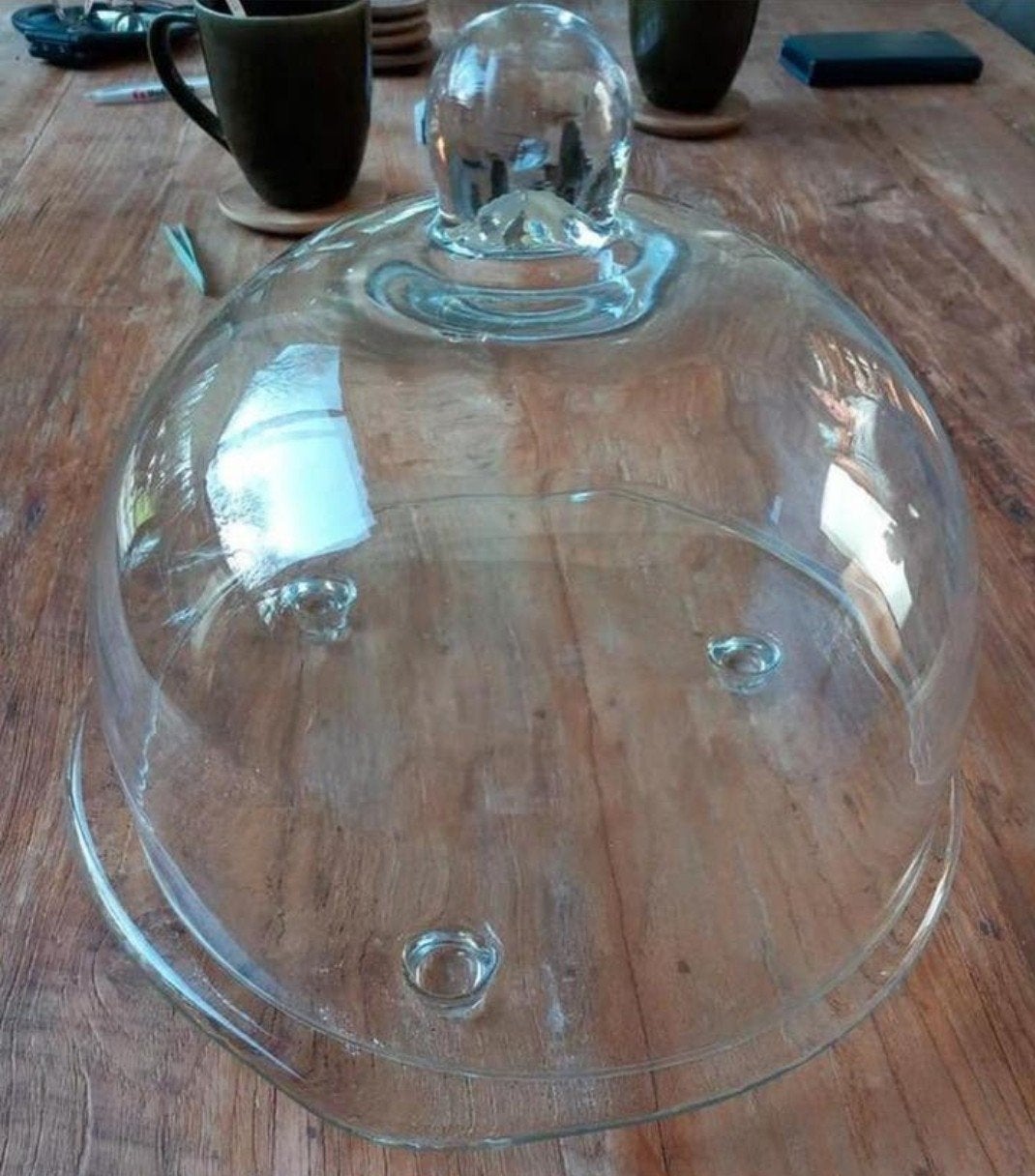 Glazen stolp met glazen onderplaat - diameter 24,5 cm, Glas, Ophalen, Gebruikt, Met plateau