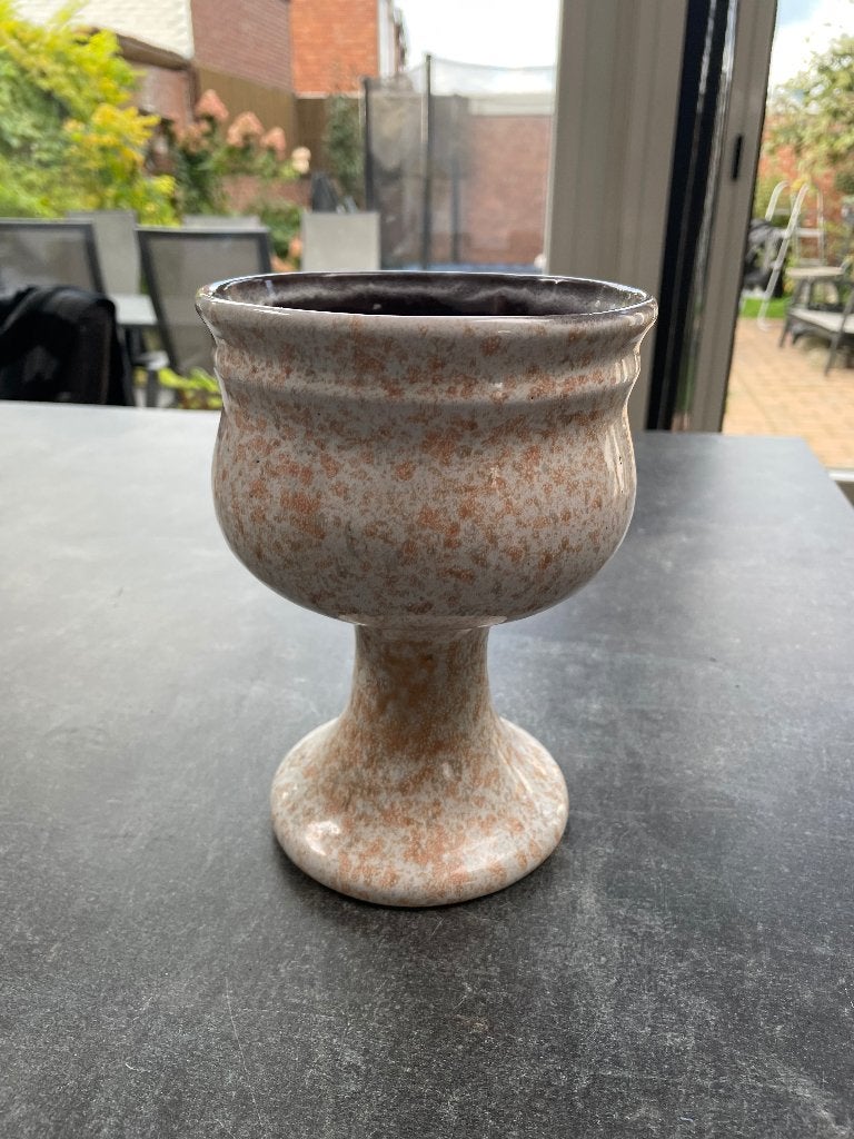 Vintage bloempot op voet Strehla GDR 20cm, Ophalen of Verzenden
