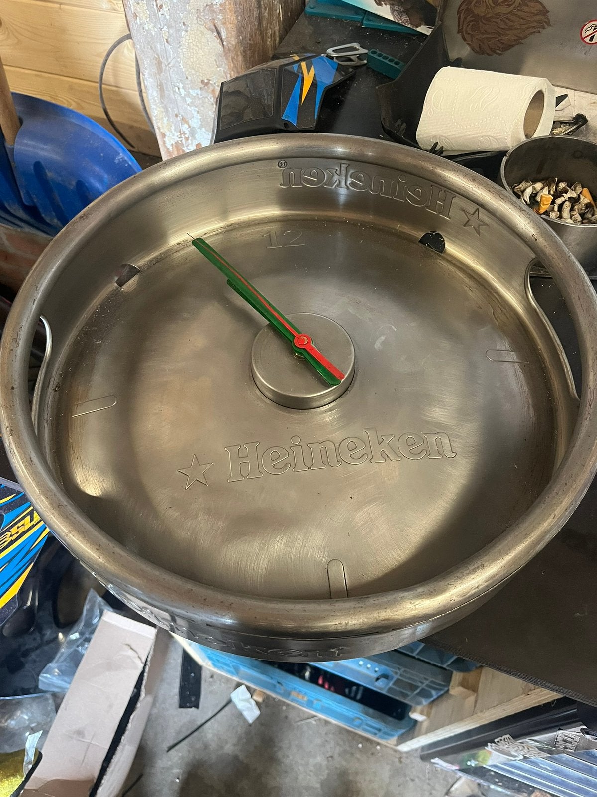 Heineken vintage klok uit de jaren 80, Verzenden, Zo goed als nieuw, Pot, Bus of Blik