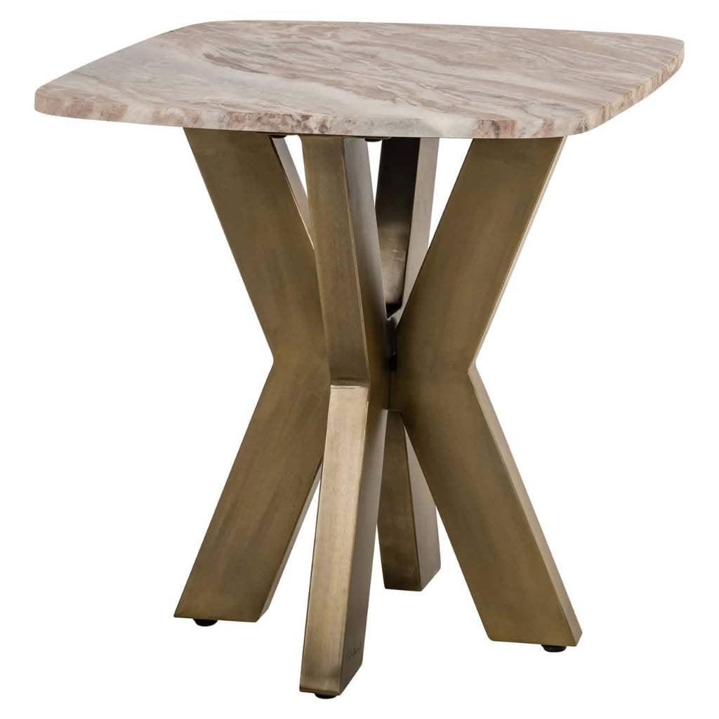 Richmond Interiors bijzettafel Bottega met marmer, Vierkant, Nieuw, 55 tot 75 cm, Ophalen