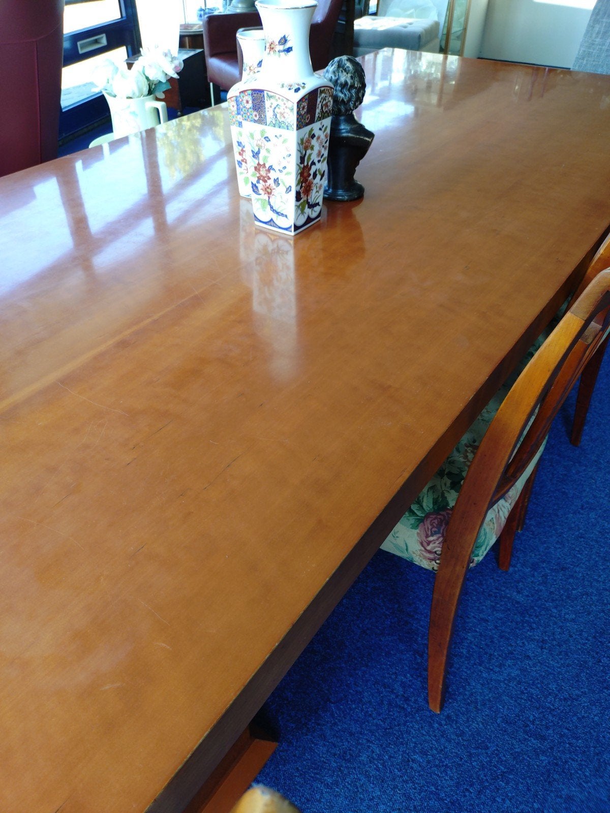 Massieve houten eettafel met strak design, Ophalen, 100 tot 150 cm, Onbekend, 200 cm of meer