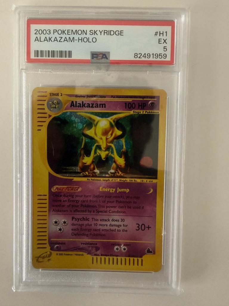 Pokemon 2003 Alakazam Skyridge Holo #H1 PSA 5 POP 53!, Ophalen, Zo goed als nieuw, Losse kaart