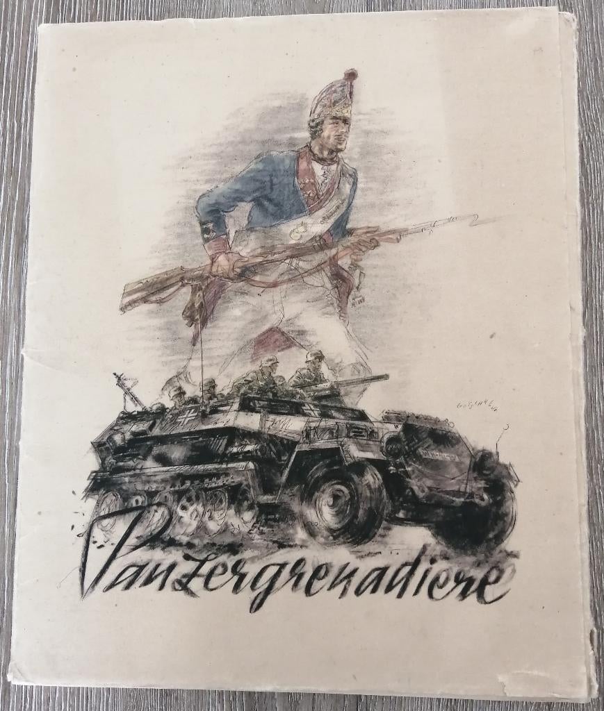 Panzergrenadiere - portfolio met 20 aquarellen - 1943, Verzamelen, Militaria | Tweede Wereldoorlog, Ophalen of Verzenden, Landmacht