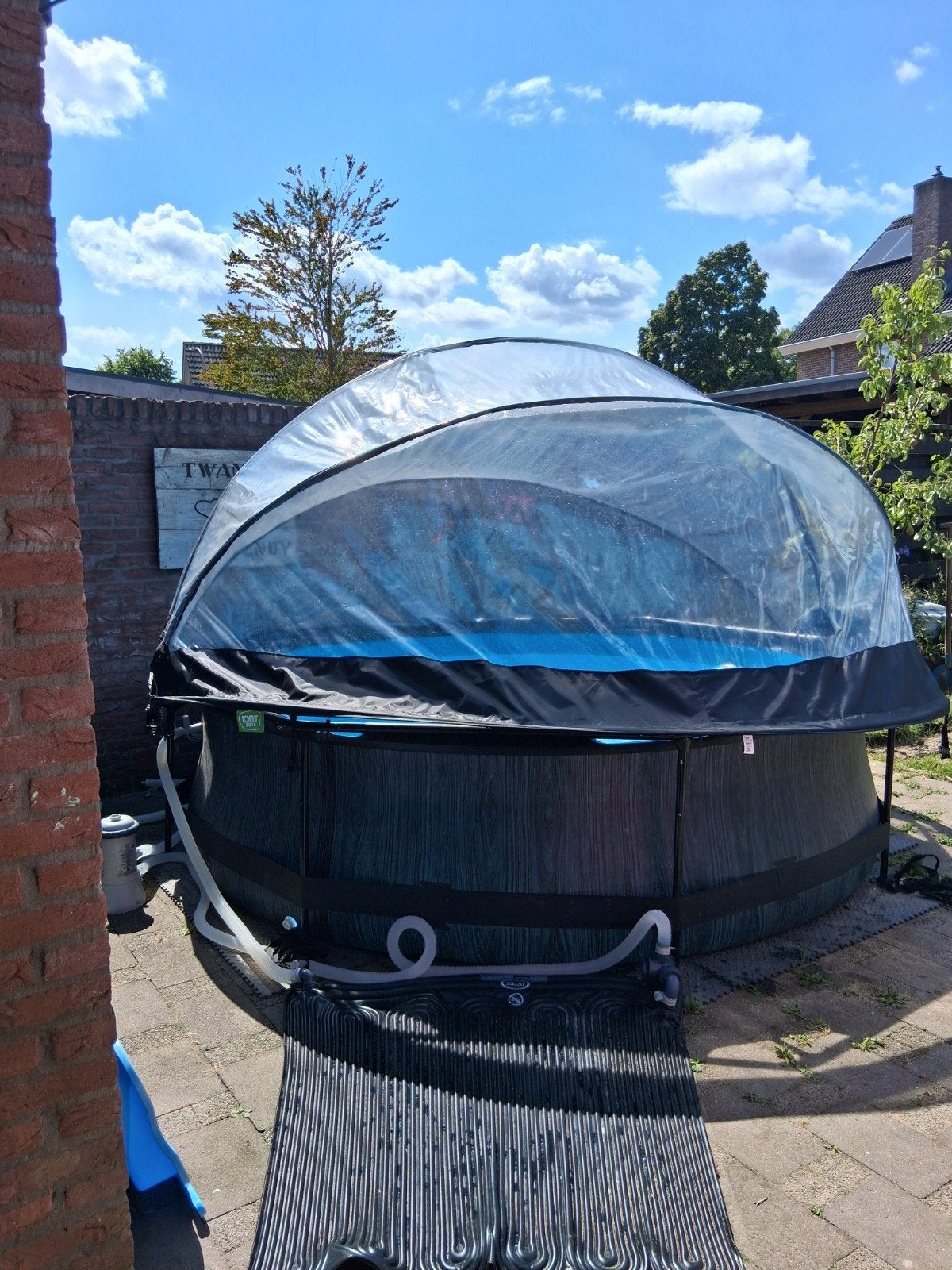 EXIT Toys Zwembad 300x76cm met kap, filterpomp en solar mat, Ophalen, Gebruikt, Rond, Opzetzwembad
