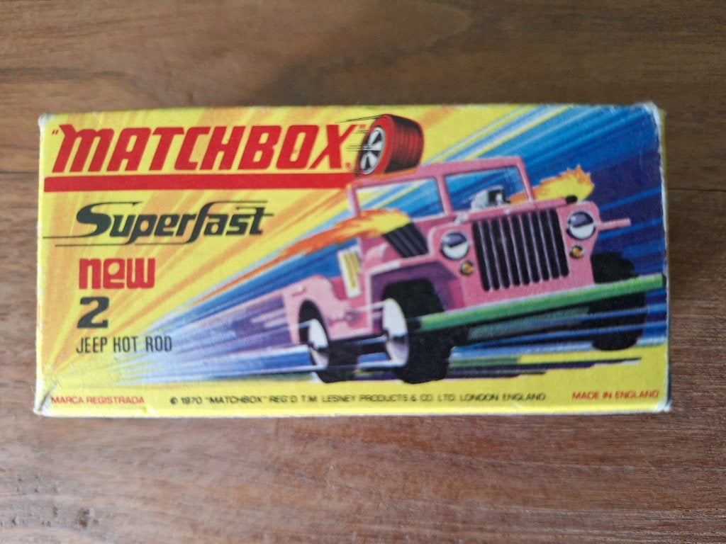 Matchbox Jeep Hot Rood nr 2 uit 1971, Ophalen of Verzenden, Gebruikt, Auto