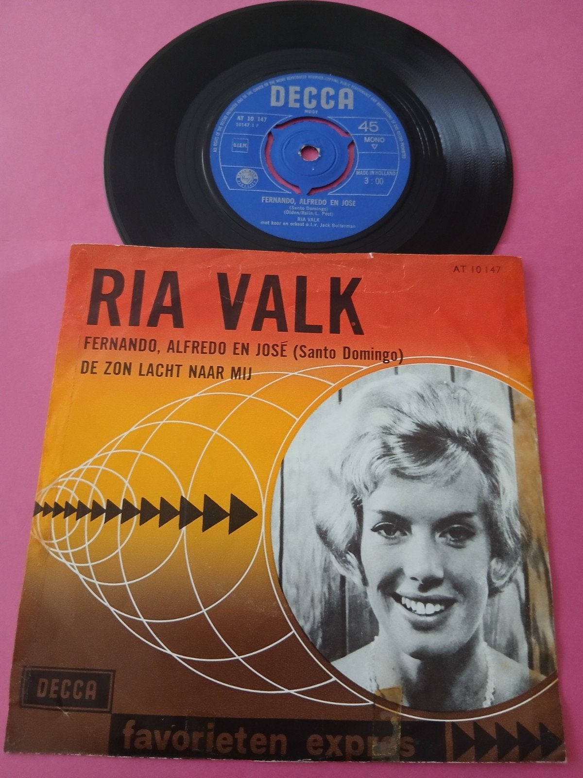 VINYL SINGLE  RIA VALK  1965, Ophalen of Verzenden, Zo goed als nieuw, Overige formaten, Levenslied of Smartlap