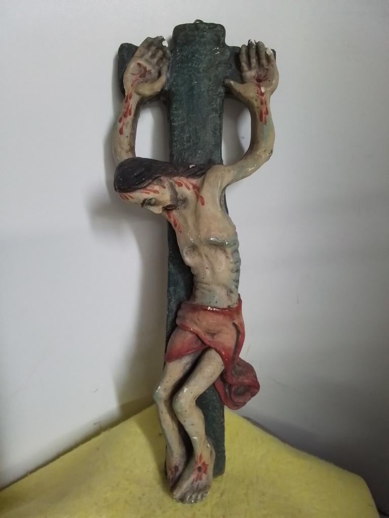 10118) antiek zeldzaam  kruisbeeld   47x27cm, Ophalen of Verzenden
