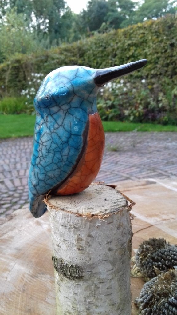 ijsvogel keramiek raku ijsvogeltje beeld, Ophalen of Verzenden, Nieuw, Dier