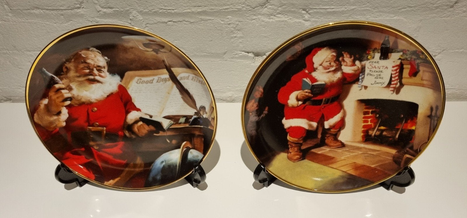 Vintage, porseleinen Coca-Cola borden / Franklin Mint, Ophalen of Verzenden, Zo goed als nieuw, Reclamebord
