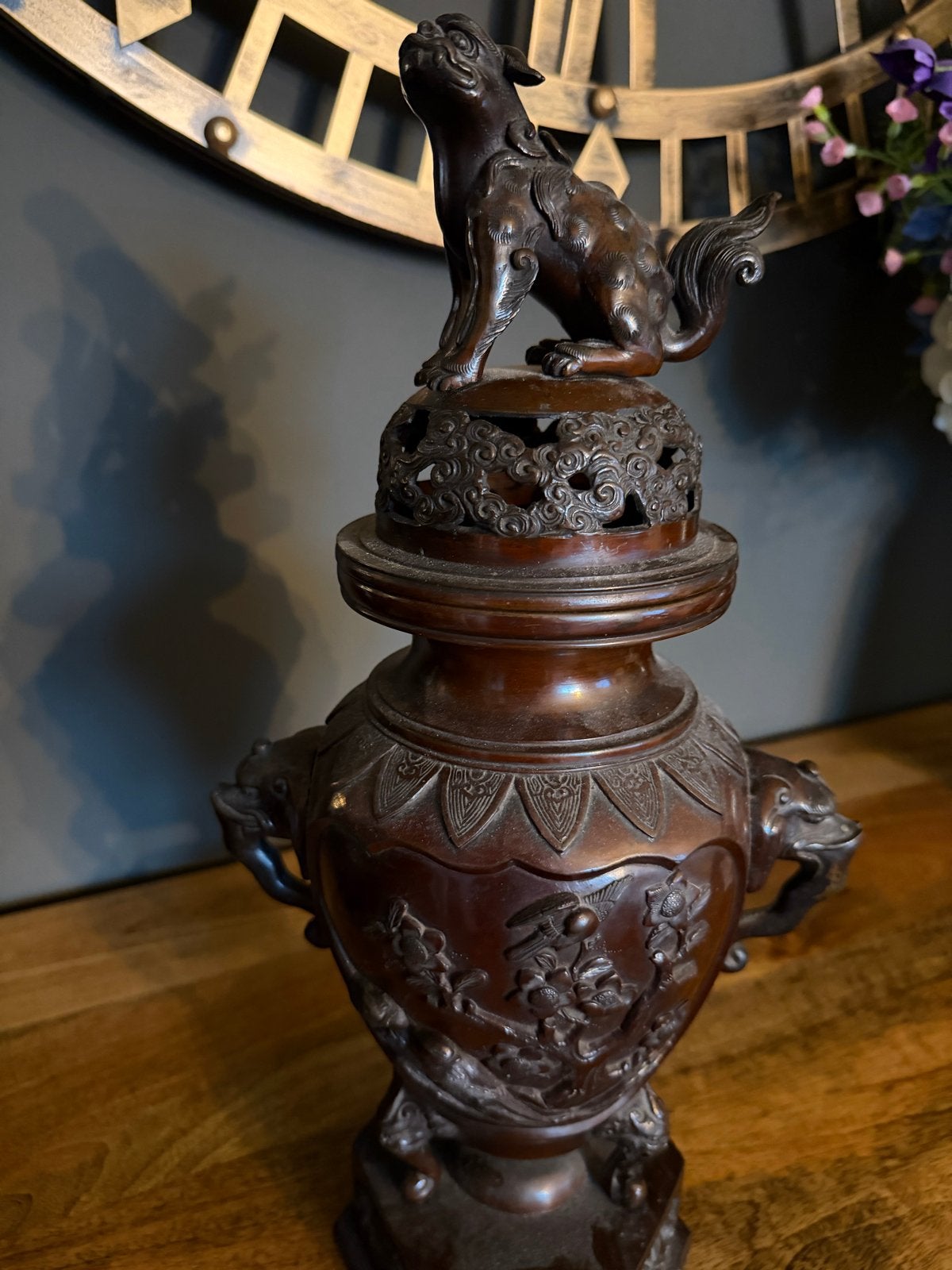 Antieke Bronzen Chinese Foo Dog Wierookbrander - 44 cm, Ophalen