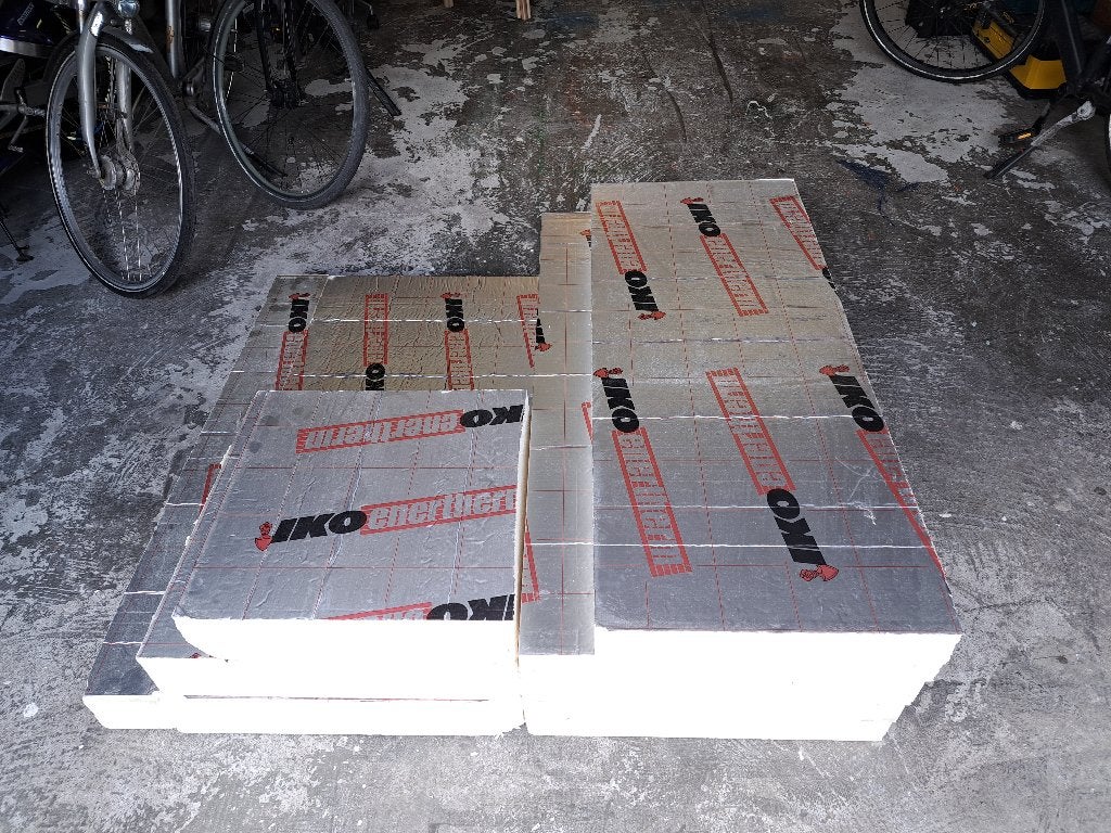 PIR platen, Isolatieplaten aluminium cachering restant, Ophalen, Dakisolatie, Zo goed als nieuw, Hardschuim (Pir)