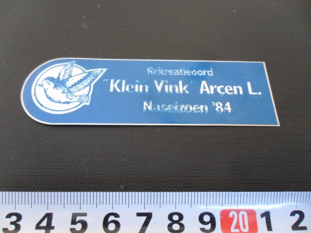 sticker rekreatieoord KLEIN VINK arcen naseizoen 1984, Ophalen, Zo goed als nieuw