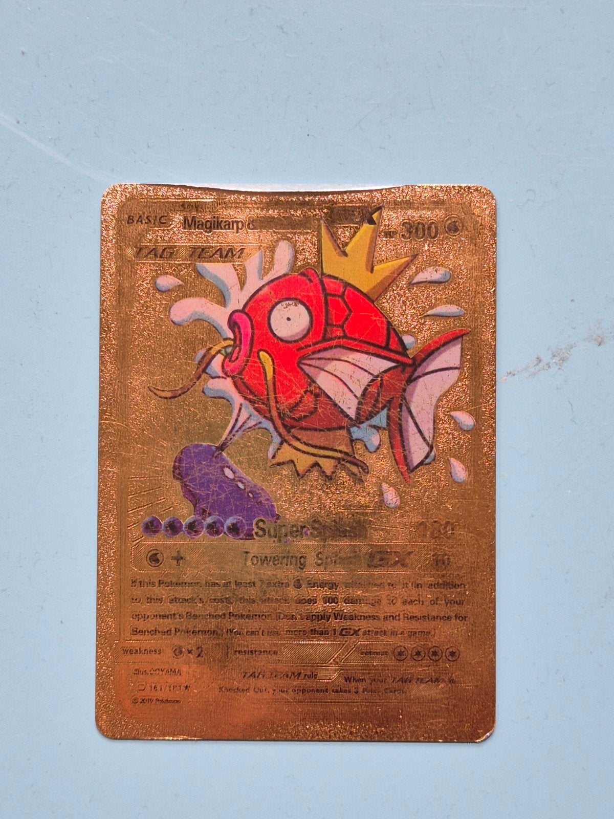 Gouden Magikarp & Wailord GX Pokémon kaart, Ophalen of Verzenden, Gebruikt, Losse kaart