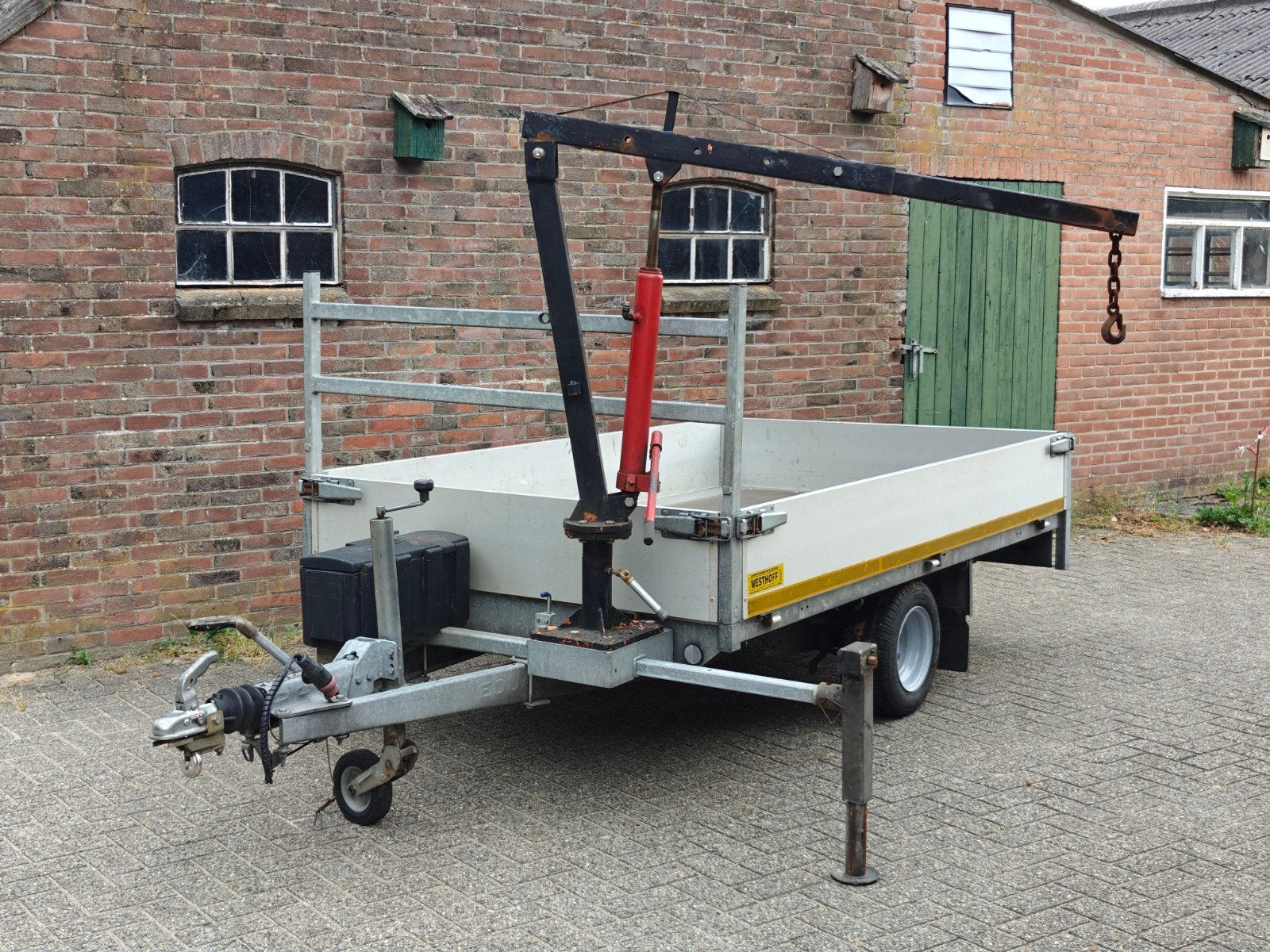 Eduard P3 enkelasser 1350kg met laadkraan en stempelpoot, Auto diversen, Aanhangers en Bagagewagens, Ophalen