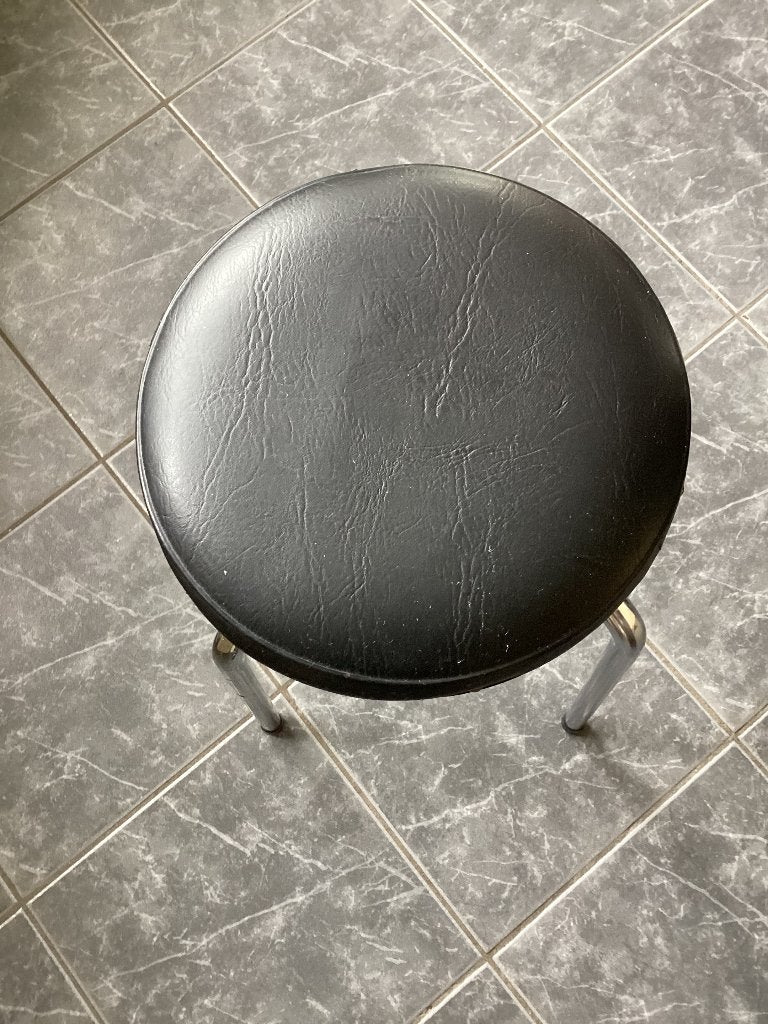 Vintage krukje, zwarte bekleding, Huis en Inrichting, Ophalen, Zo goed als nieuw, Staal