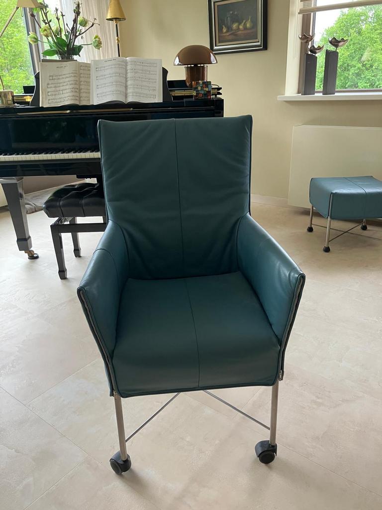 6LuxeLederen Stoelen HDL– Turquoise/Blauw Zo Goed Als Nieuw!, Huis en Inrichting, Stoelen, Ophalen, Zo goed als nieuw, Blauw