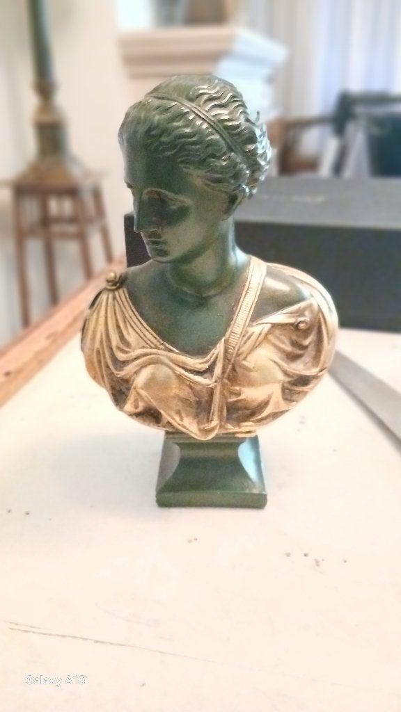 BUSTE DIANA, GODIN VAN DE JACHT , GEBR. PARIDON CA.1920, Antiek en Kunst, Minder dan 20 cm, Verzenden, Handgemaakt, Overige materialen