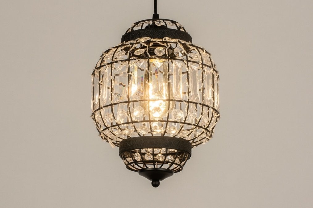 hanglamp zwart kristal bank tafel woonkeuken bed vide lamp, Ophalen of Verzenden, Nieuw