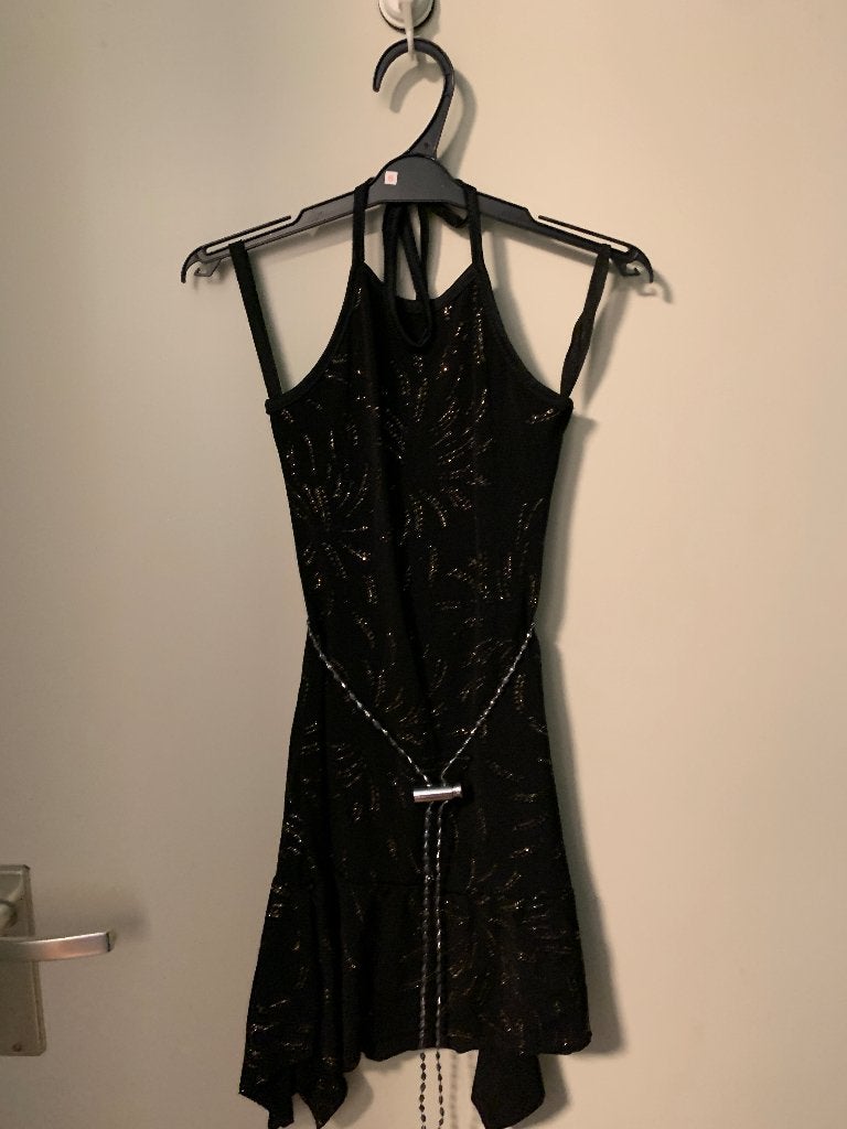 gouden glitter halter jurk maar 122, Ophalen of Verzenden, Zo goed als nieuw, Meisje, Jurk of Rok