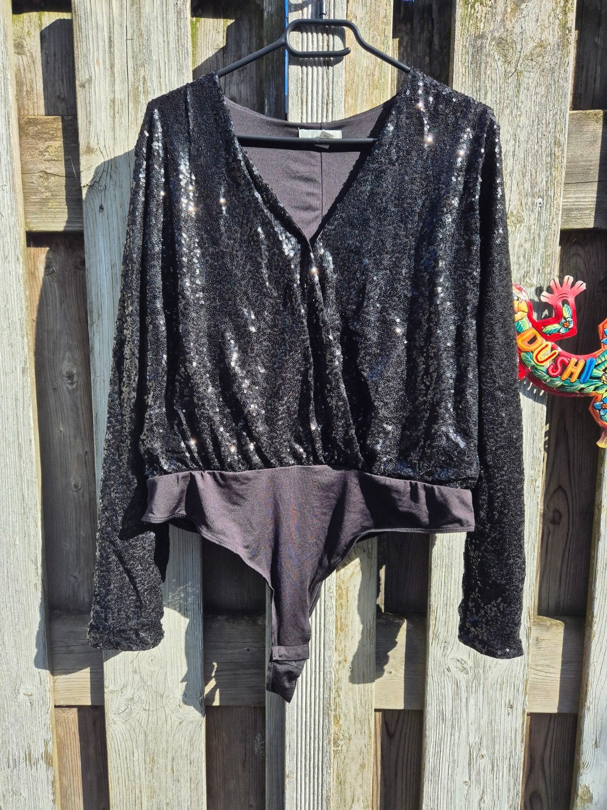 zwarte glitter/pappieten bodystocking maat l h&m, H&M, Zwart, Maat 42/44 (L), Ophalen of Verzenden