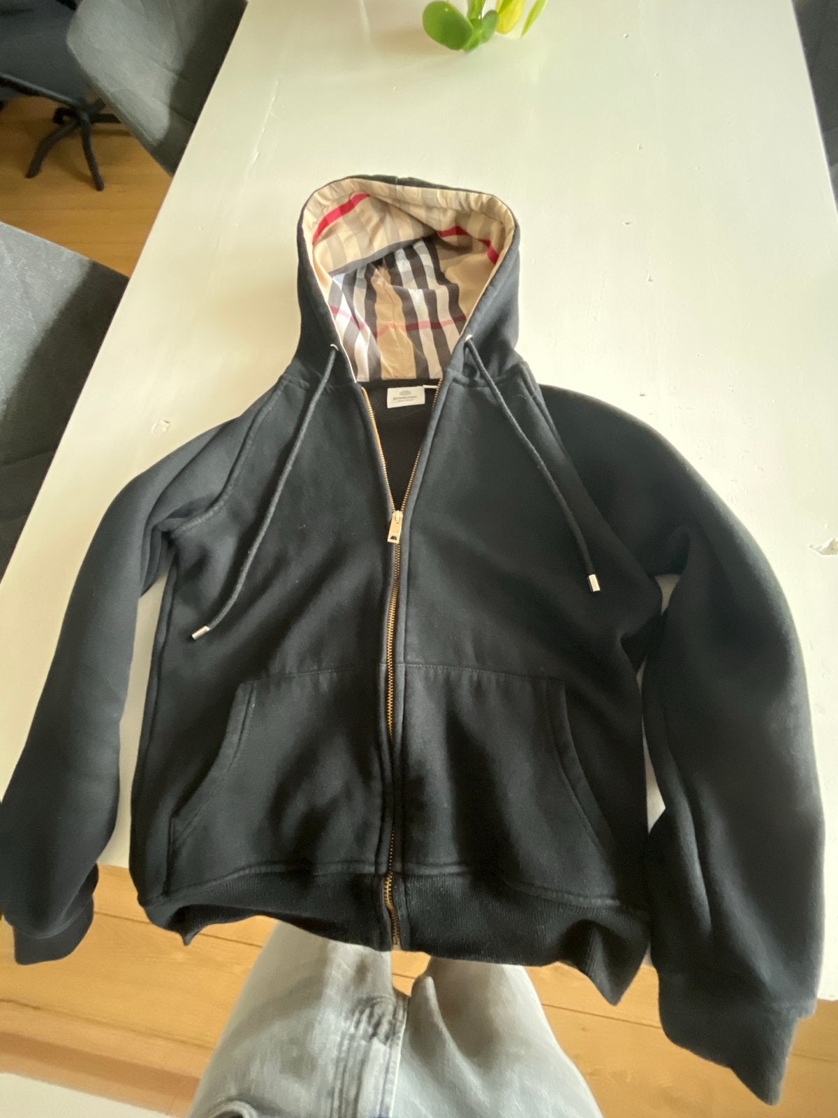Burberry Hoodie Zwart met Geruite Voering, Kleding | Heren, Ophalen, Zo goed als nieuw, Maat 46 (S) of kleiner, Zwart