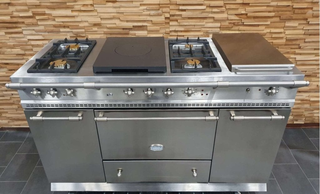 Luxe Lacanche Fornuis 150cm RVS 4 pit Coupe de Feu Plancha, Niet ingevuld, 60 cm of meer, Niet ingevuld, Ophalen of Verzenden