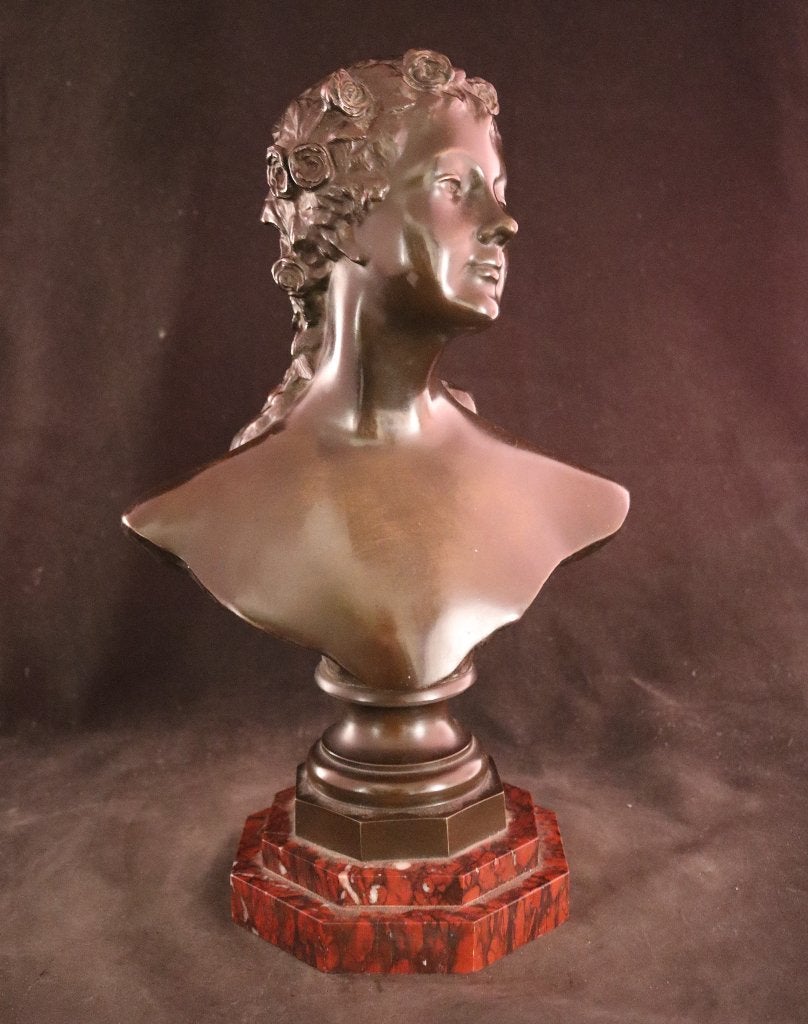 Bronzen buste van een jonge vrouw, Ophalen of Verzenden