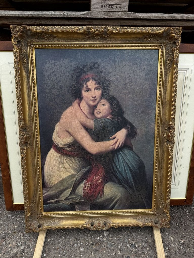 Schilderij moeder en kind - klassiek portret gouden lijst, Antiek en Kunst, Kunst | Schilderijen | Klassiek, Ophalen, Ingelijst