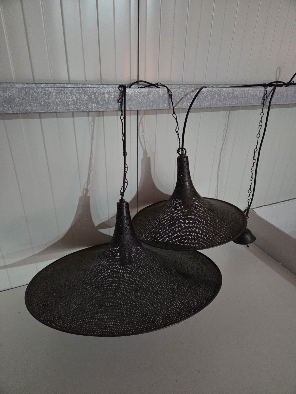3x zwarte Zenza hanglamp, Ophalen of Verzenden, Gebruikt, Metaal, Marokkaans , Marrakech