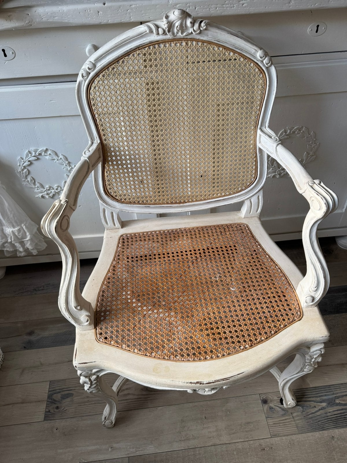 Leuke brocante stoel, Ophalen, Gebruikt, Wit, Hout