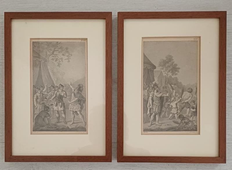 2 schilderijtjes in eikenhouten lijstjes, Ophalen of Verzenden