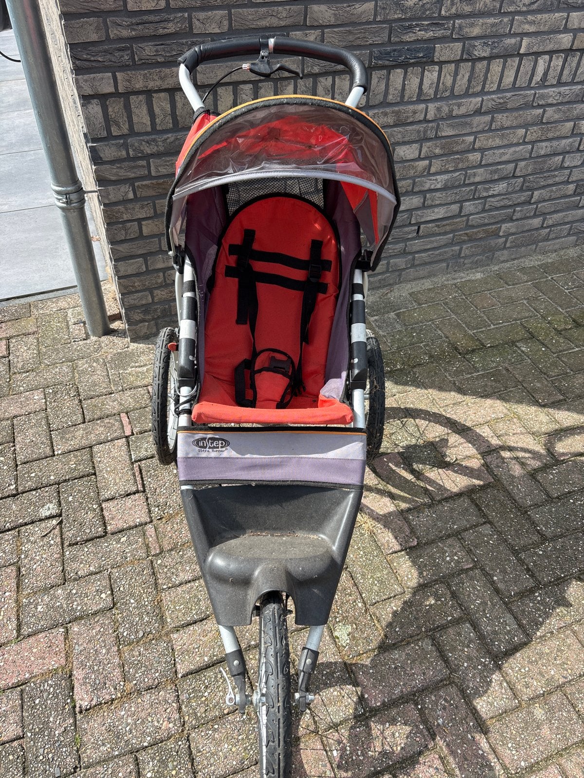 InStep Jogger Kinderwagen - Rood/Grijs, Ophalen, Gebruikt, Overige merken, Regenhoes
